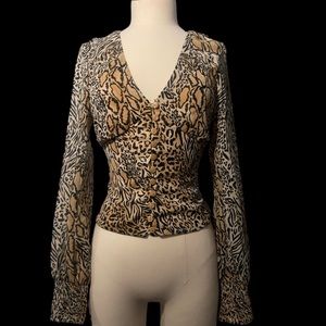 H&M ANIMAL PRINT BUSINESS CASUAL BLOUSE